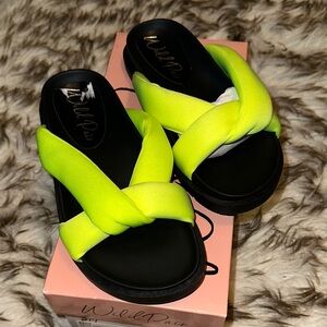 Wild Pair Neon Yellow Crisscross Sandals